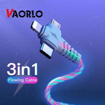 Cabo USB 3 en 1 Brillante 2.1A Carga Rápida Luminosa para Samsung, iPhone, XiaoMi y Huawei