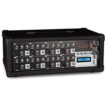 FONESTAR SMA-158U Mezclador autoamplificado de 8 canales. USB/SD/MP3, 150 + 150 W RMS a 4 Ohm 100 + 100 W RMS a 8 Ohm, color negro