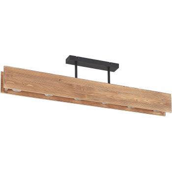 Plafón de madera Malwin de Lindby, largo, 6 luces GU10, lámpara de techo 'Malwin' en Marrón hecho de Madera e.o. para Salón & Comedor (6 llamas, GU10