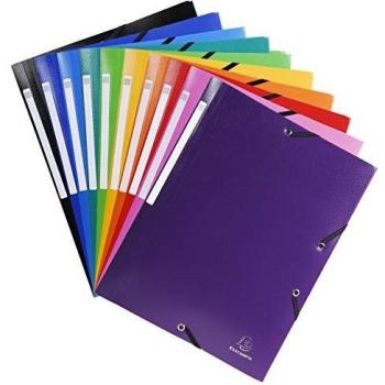 Exacompta 55840E - Pack de 10 carpetas con gomas y 3 solapas, 24 x 32 cm