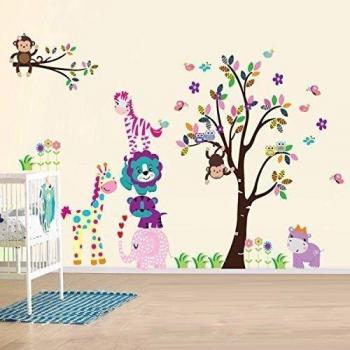 Walplus DF5099 Adhesivo mural animales felices, multicolor