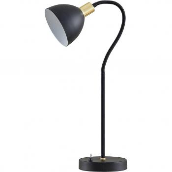 Lámpara de mesa Genora moderna en negro, hecha de metal, para salón y comedor, 1 llama, casquillo E14