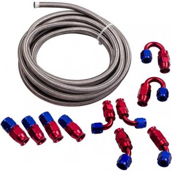 AN6 -6AN 20FT AN-6 Swivel Fitting Stainless Steel PTFE Fuel Line Hose Kit