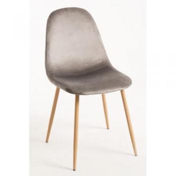 Silla de Comedor Teok Terciopelo Gris Claro - Ideal para Salón