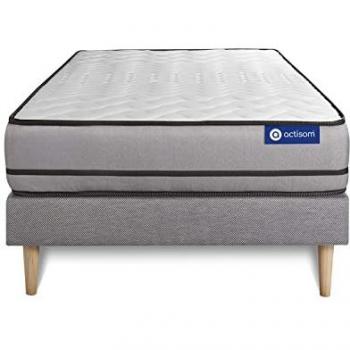 Somier gris Actisom + Colchón de espuma viscoelástica 120 x 200 cm con 3 zonas de confort