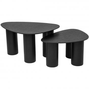 Set de 2 mesas de centro nido de madera negra FOLEEN