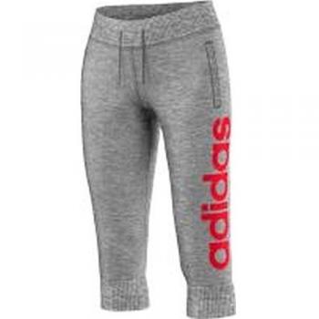 adidas ESS Linear 3/4 - Pantalón para mujer, talla L, color gris / rojo