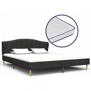 vidaXL Cama con Colchón Viscoelástico Tela Mobiliario Descanso Decoración Atractiva Elegante Dormitorio Robusta Duradera Gris Oscuro 180x200cm