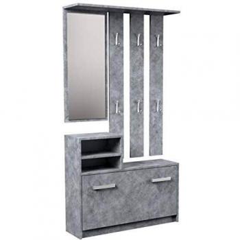 Mueble Recibidor Vittoria - Zapatero 180x85x24cm con 6 Ganchos y Espejos