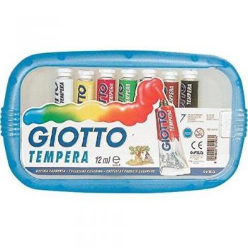 Estuche de Tempera Giotto 12 ml - 7 Tubos Asortidos + 1 Pincel
