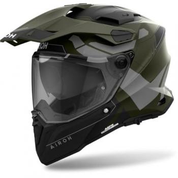 Airoh Casco Integral Commander 2 Reveal Verde Militar - Casco integral, color verde militar, diseño aerodinámico, sistema de ventilación avanzado, interior desmontable y lavable, visor anti-rayaduras y anti-vaho, homolog