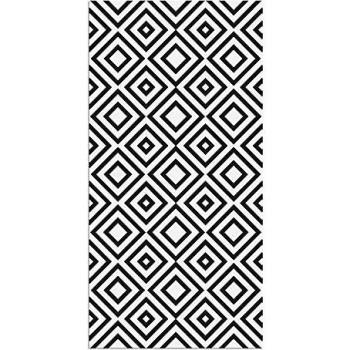 Alfombra Vinílica, Cuadriláteros, 120 x 60 x 0.2 cm, Color Negro y Blanco, ALV-029