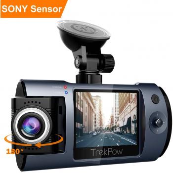 ABOX Cámara de Coche con 180° Rotatorio Lente, TrekPow HD 1080p T1 Coche DVR, Dash CAM con Sony Sensor, 170° Gran Ángulo,Grabación en Bucle, Visión Nocturna