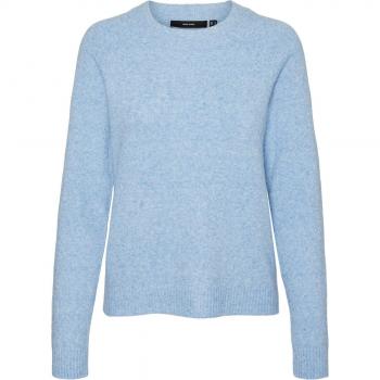 Suéter de mujer Vero Moda Doffy, modelo de cuello redondo, manga larga, color azul, talla L