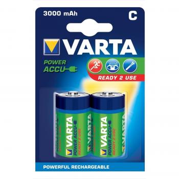 VARTA Rechargeable C Size NiMH Batteries, 3000mAh, Pack of 2