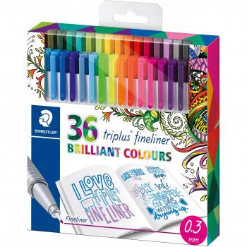 Staedtler 334 C36JB. Rotuladores Triplus Fineliner. Pack de 36 marcadores de colores surtidos, multicolor