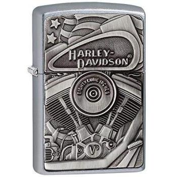 ZIPPO 29266 Harley-Davidson Street Chrome Motor Flag Lighter, Street Chrome Finish, Dimensions: 1.44 x 2.25 inches