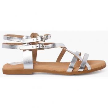 Sandalias abiertas de niña de piel metalizada con pulsera