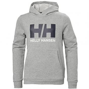 Sudadera con capucha Helly Hansen Logo 2.0 gris melange infantil unisex para niño y niña, talla 12