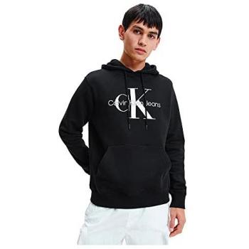 Calvin Klein Jeans Black Cotton Hoodie with Logo Print - XXL