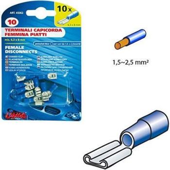 10 terminali - capicorda femmina piatti - Blu