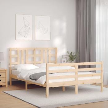 Cama sin colchón 140x190 cm en madera maciza de pino con cabecero, estructura de cama Vidaxl Marrón