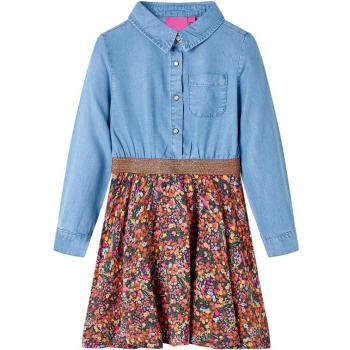 Vestido infantil de manga larga azul marino y vaquero 92