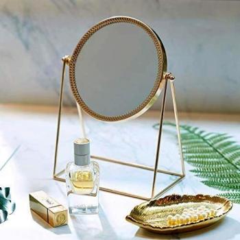 PuTwo Belleza Espejo cosmético, diseño Decorativo, Princesa Estilo de un Solo Lado Espejo – champán Dorado