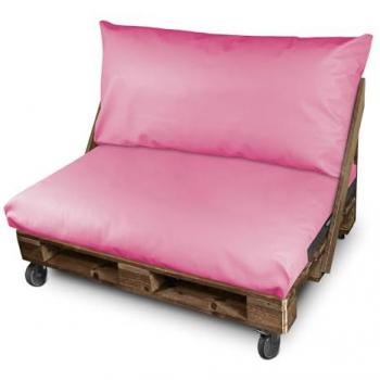 Set de Cojines Impermeables y Desenfundables para Palets en Polipiel Rosa