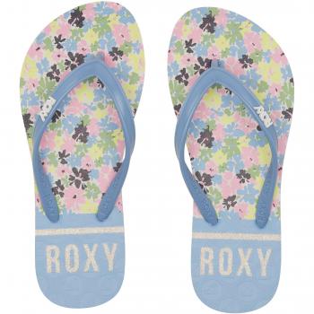 Chanclas Roxy Viva Stamp para niños, colores azul, rosa y verde, talla 37
