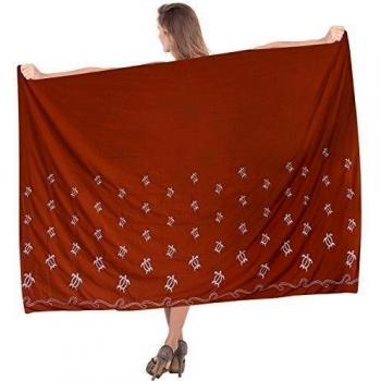 La Leela suavizar la falda del bikini encubrir envoltura rayón bordado nos sarong 3x marrón
