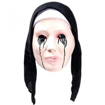 Máscara de Monja Llorando Sangre negra de látex