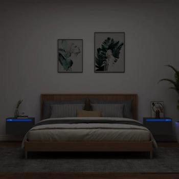 Cabecero con luces LED 2 unidades negro