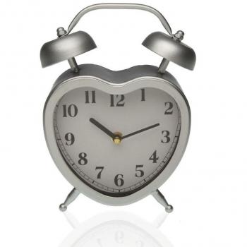 Reloj de Mesa Versa Corazón Plateado Metal 21 x 15 x 6 cm
