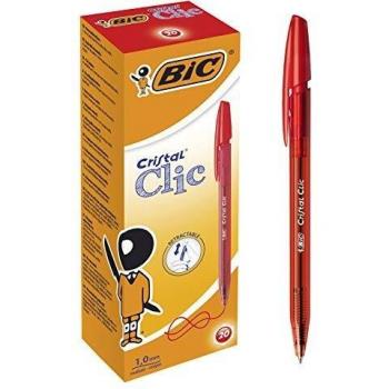BiC - Caja de 20 Bolígrafos Bic Cristal clic color rojo
