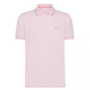 Slim Fit Stretch Micro Logo Piqué Polo Shirt with Piping - Light Pink