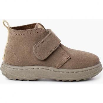 Botines de serraje para bebés con suela sport y tira adherente