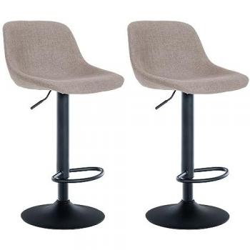 Set de 2 Taburetes de Bar Loft Gris Topo con Respaldo, Giratorios 360° y Altura Ajustable para Cocina y Barra