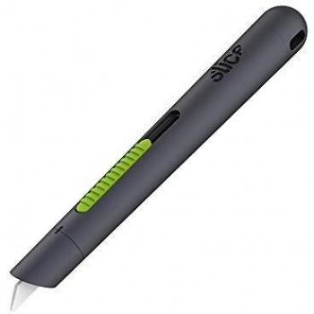 Slice 10512 - Cortador estilo pluma, retráctil automático, cuchilla de cerámica, color gris y verde