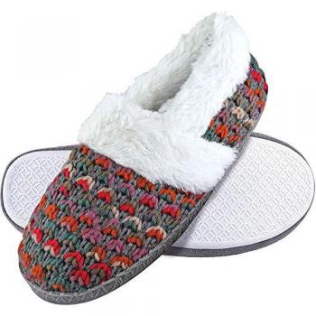 Dunlop Women's Luxury Plush Knitted Winter House Slippers - Fluffy Comfort Brown Size 4 (UK)