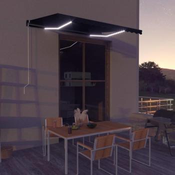 Toldo retráctil con sensor de viento y LED 350x250 cm Antracita