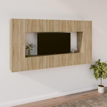 vidaXL Set de muebles para TV 8 piezas madera contrachapada roble Sonoma Marrón 80x30x30 cm, Mueble de Salón, Mueble TV, Mesa de TV