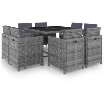 9-Piece Outdoor Dining Set with Cushions Poly Rattan Anthracite