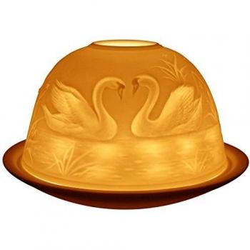 Light-Glow Swans Lithophane Dome Tealight Candle Holder by Online Kitchenware