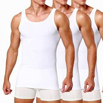 Camisetas de Tirantes para Hombre Pack de 3/5/6 de Algodón 100% Blanca-L
