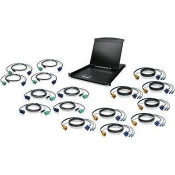 IOGear 16-Port 19 LCD KVM Drawer Kit with PS/2 and USB Cables, TFT LCD, 1280 x 1024 Resolution