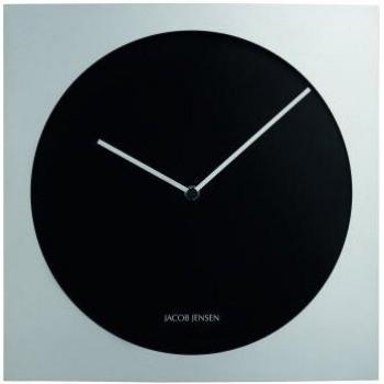 Reloj de Pared Jacob Jensen 318, Diseño Cuadrado 35x35cm, Movimiento Silencioso, Color Negro y Plata