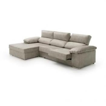 Sofá Chaise Longue Reclinable y Deslizante Alta Gama Gris Izquierda Melissa