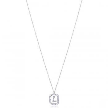 Collar Viceroy Elegant de Plata Bañada en Rodio con Circonitas Blancas y Colgante Letra L