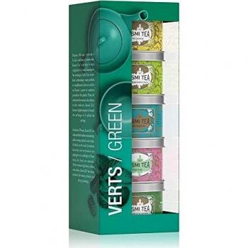 Kusmi Tea - Estuche de 5 Miniaturas de Tés Verdes Aromatizados - Aromas Florales, Deliciosos, Acidulados y Té Verde de Menta - Mezclas embaladas en Francia - Latas de té de metal 5 x 25 g